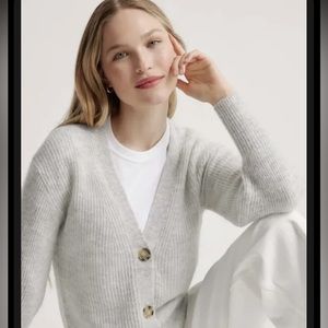 NEW Quince Baby Alpaca-Wool Cropped Cardigan Light Gray Sz S